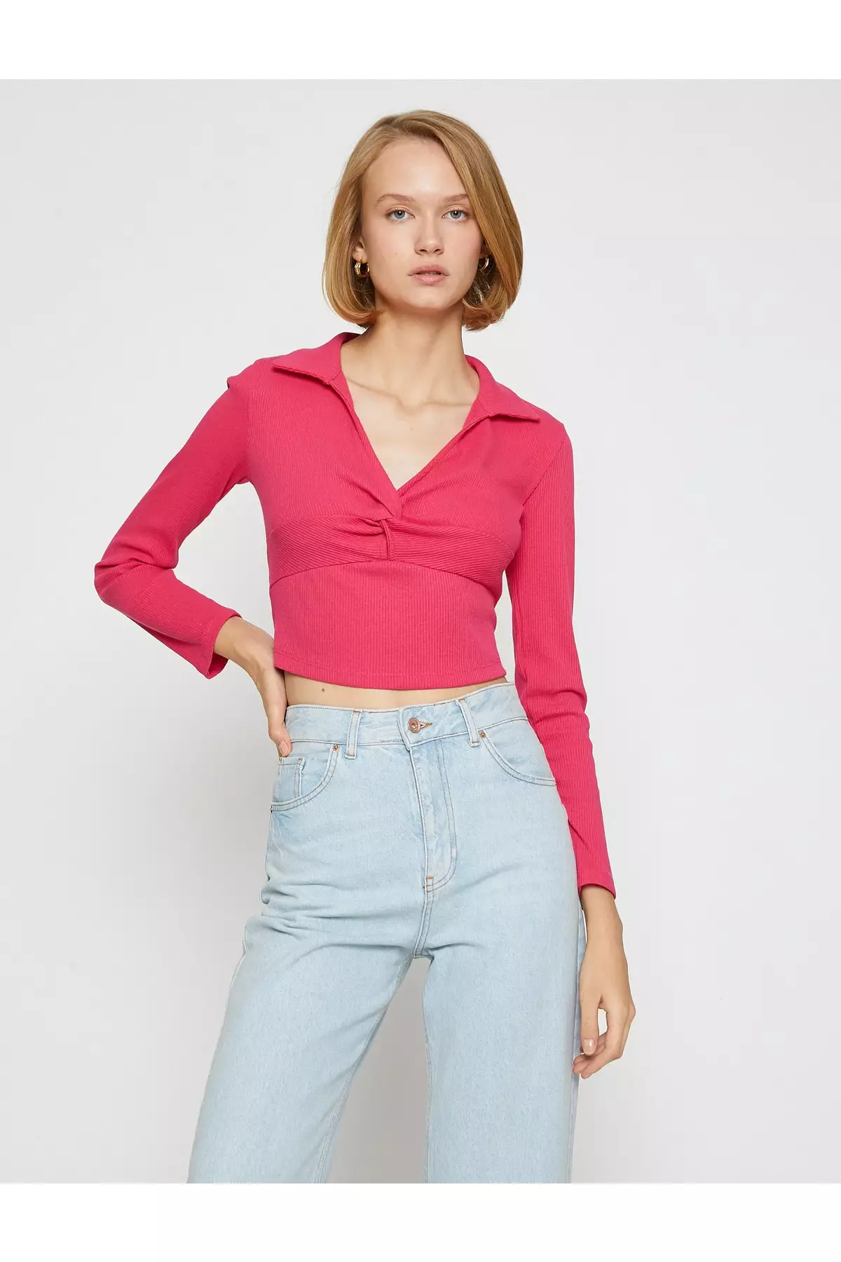 KOTON Polo Neck Crop Top