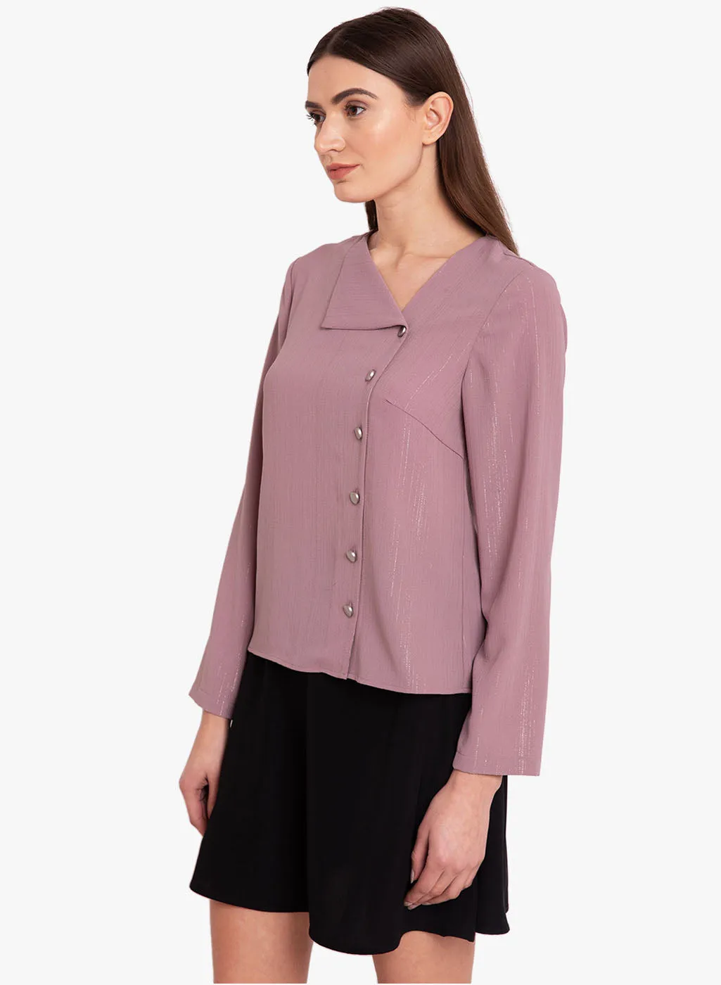 Lurex Button Detailed Shirt