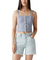 Macy's Levi's Women's Lottie Floral-Print Crop Square-Neck Top