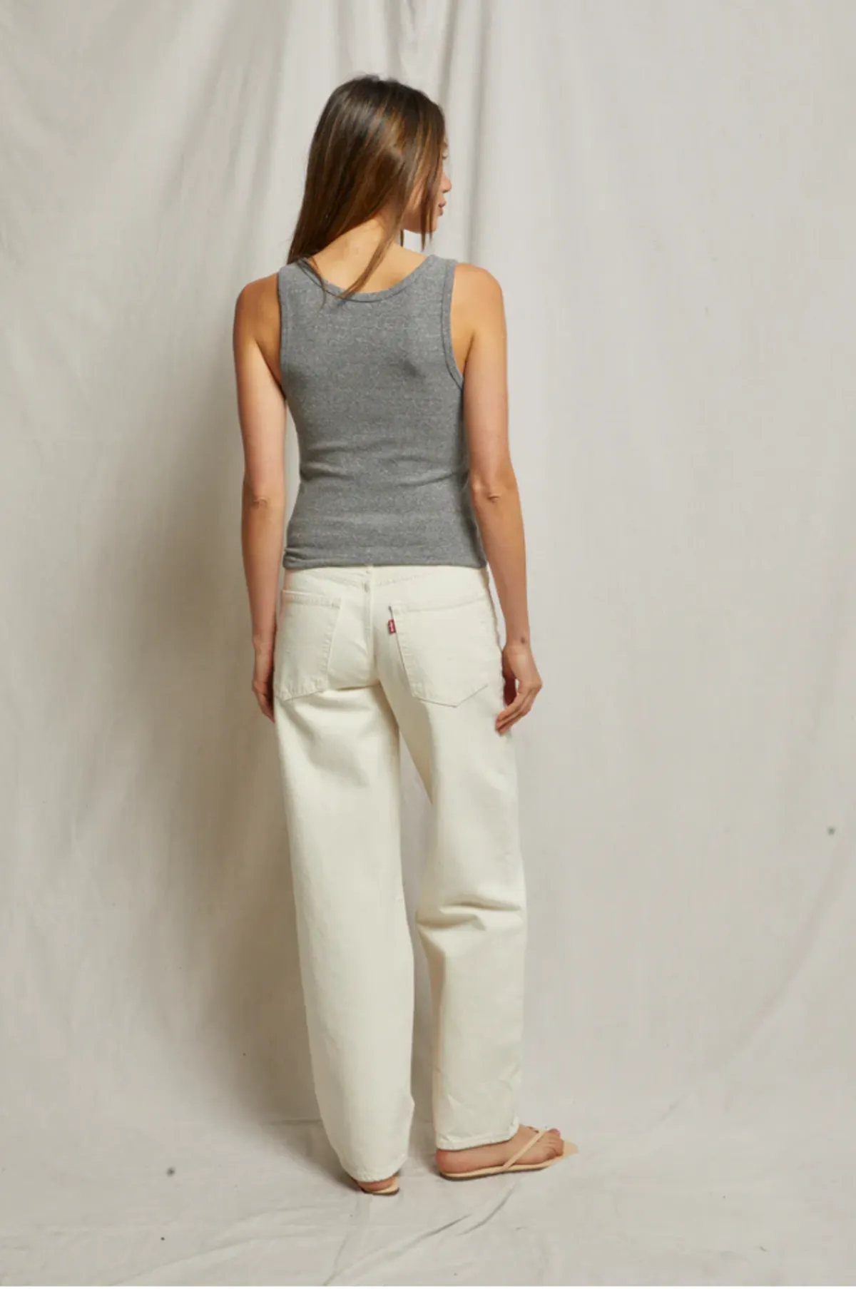 Maria V Neck Tank - Heather Grey