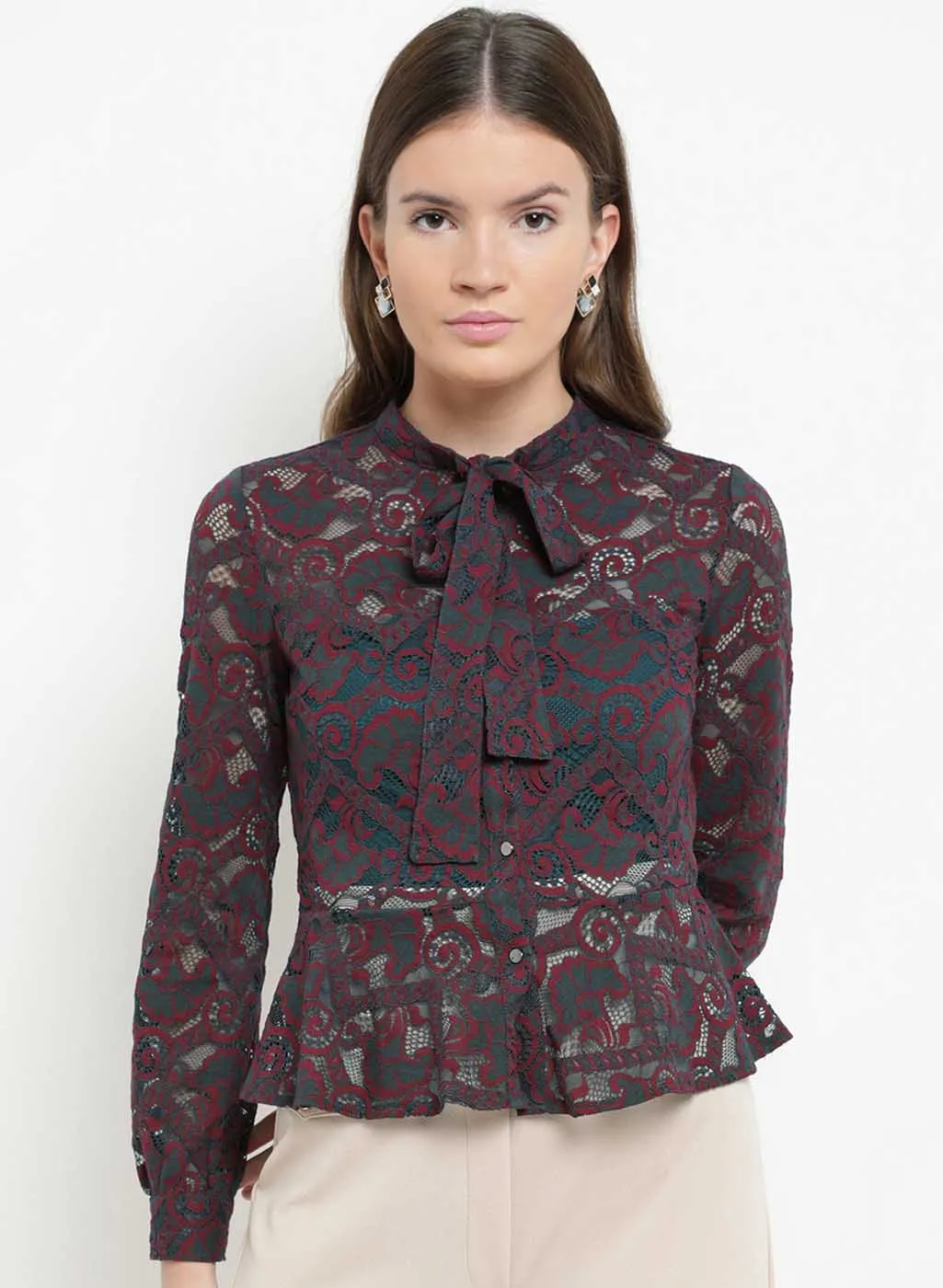 Melanie Color Block Lace Shirt