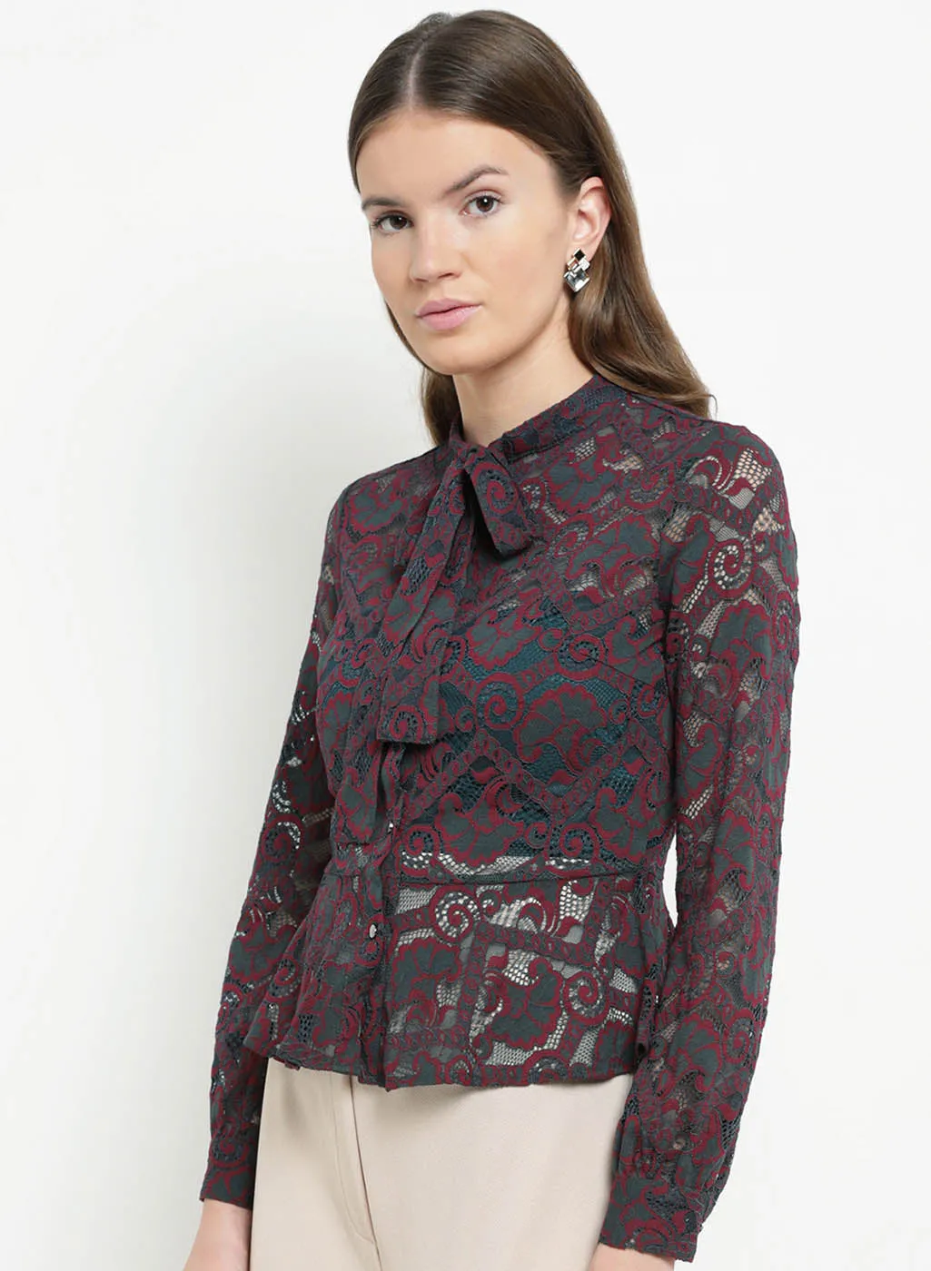 Melanie Color Block Lace Shirt