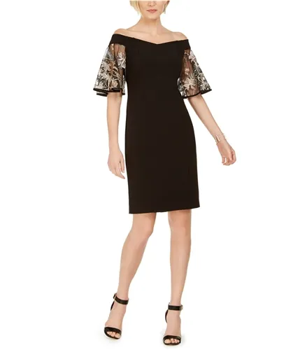 Msk Womens Embroidered Off-Shoulder Dress