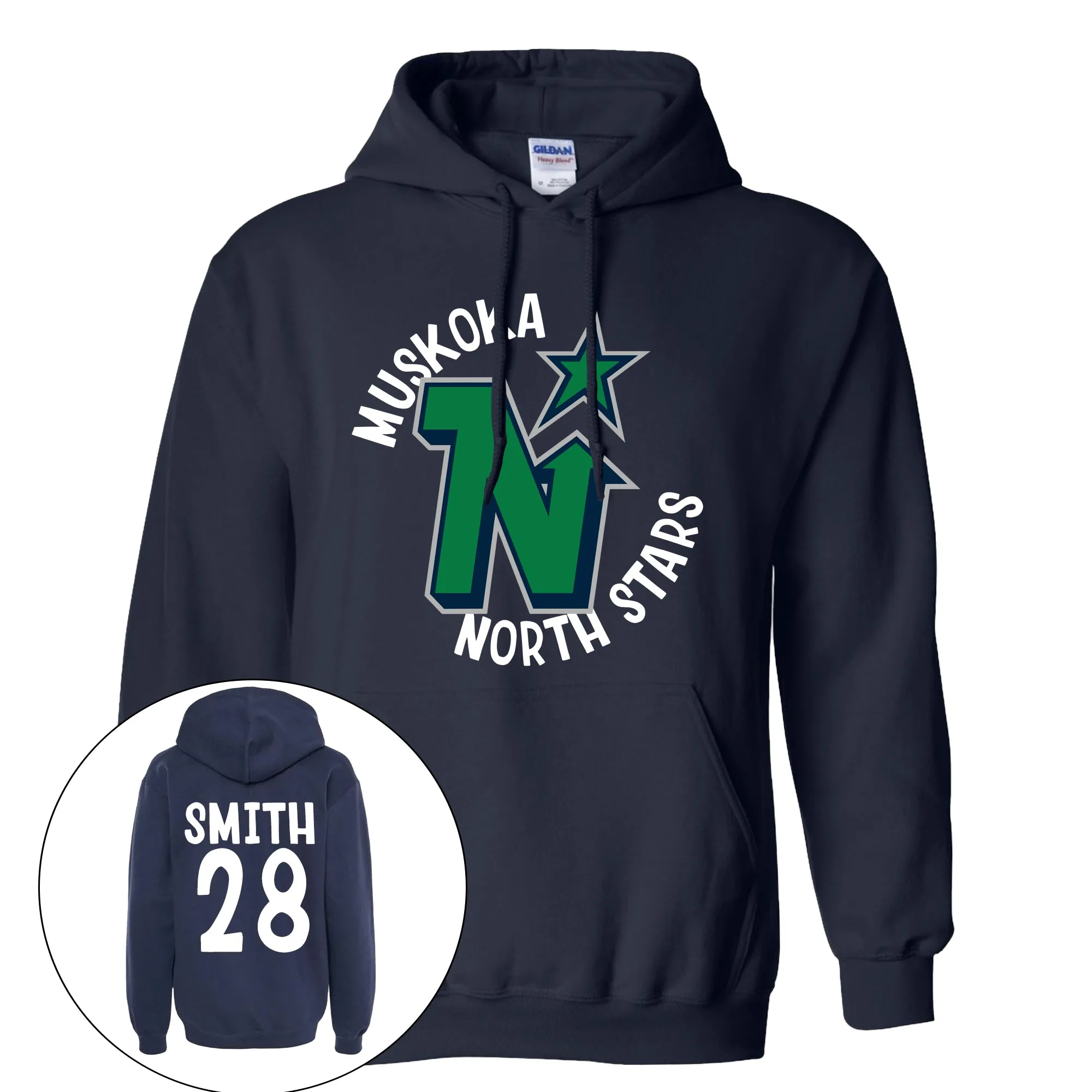 MUSKOKA NORTH STARS Round Logo - Personalized Hoodie Youth & Adult