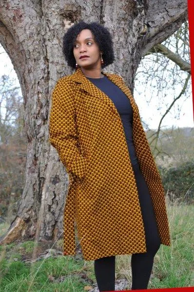 Mustard African Ankara Print Trench Coat - African Clothing Store | JT Aphrique