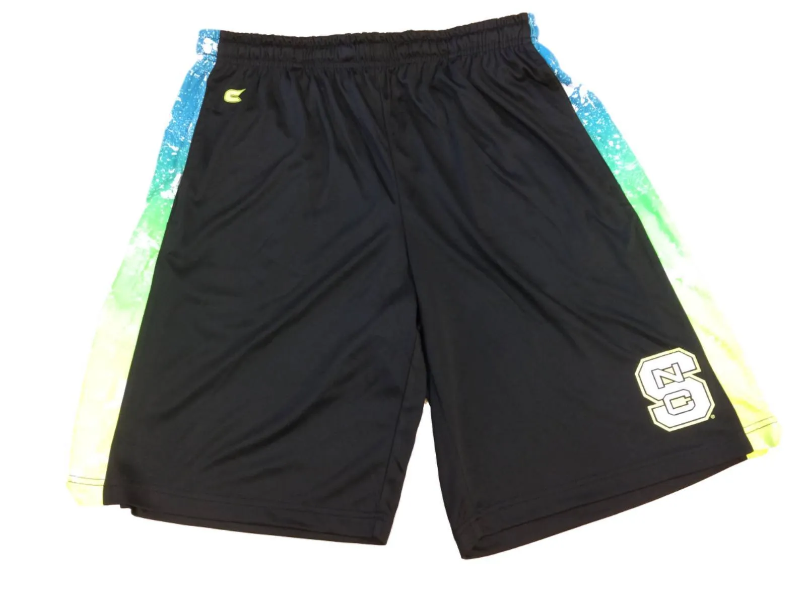 NC State Colosseum Black with Neon Drawstring Athletic Shorts with Pockets (L)