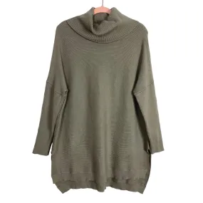 No Brand Taupe Olive Ribbed Turtleneck Tunic Sweater- Size M