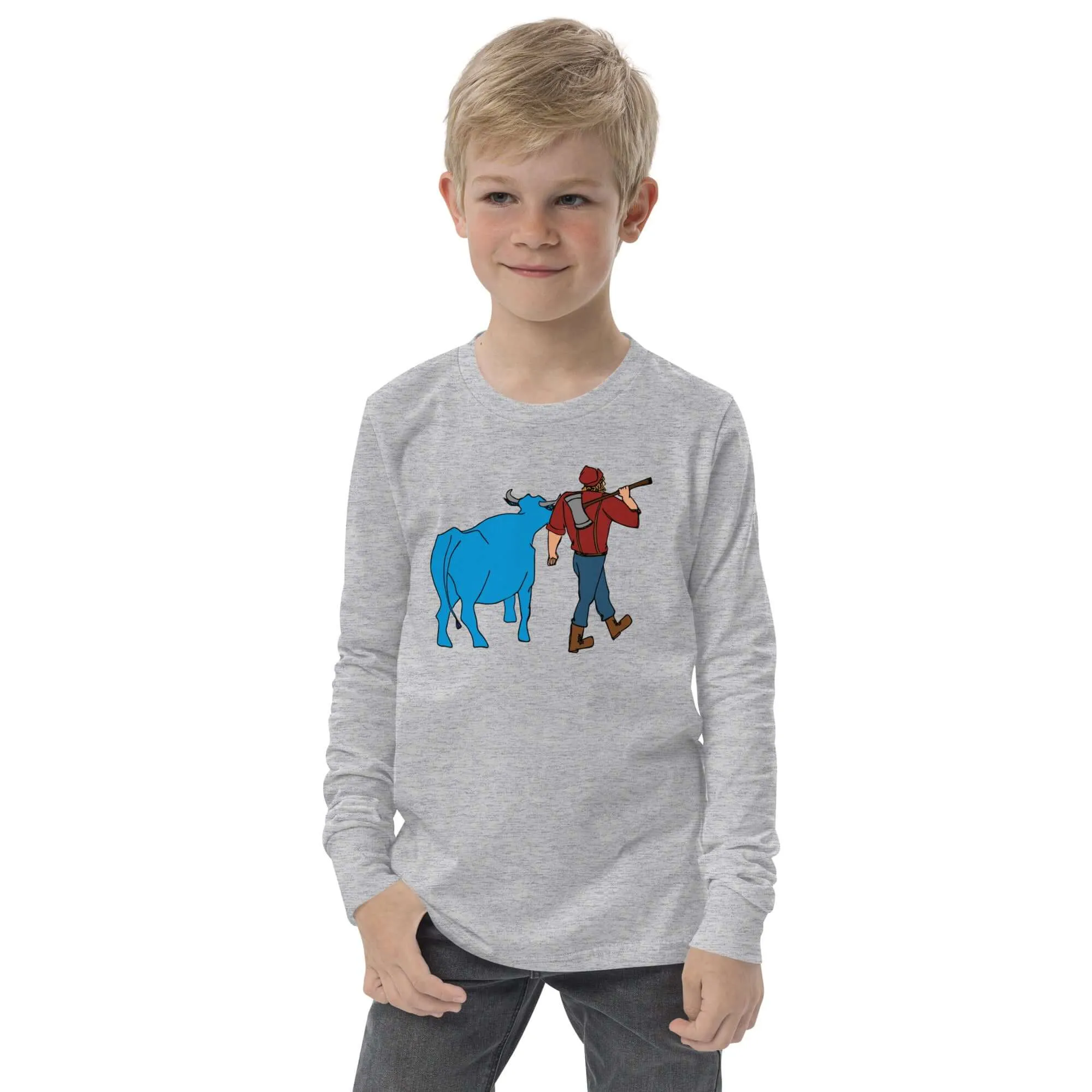 Paul Bunyan and Babe the Blue Ox Kids Long Sleeve Shirt