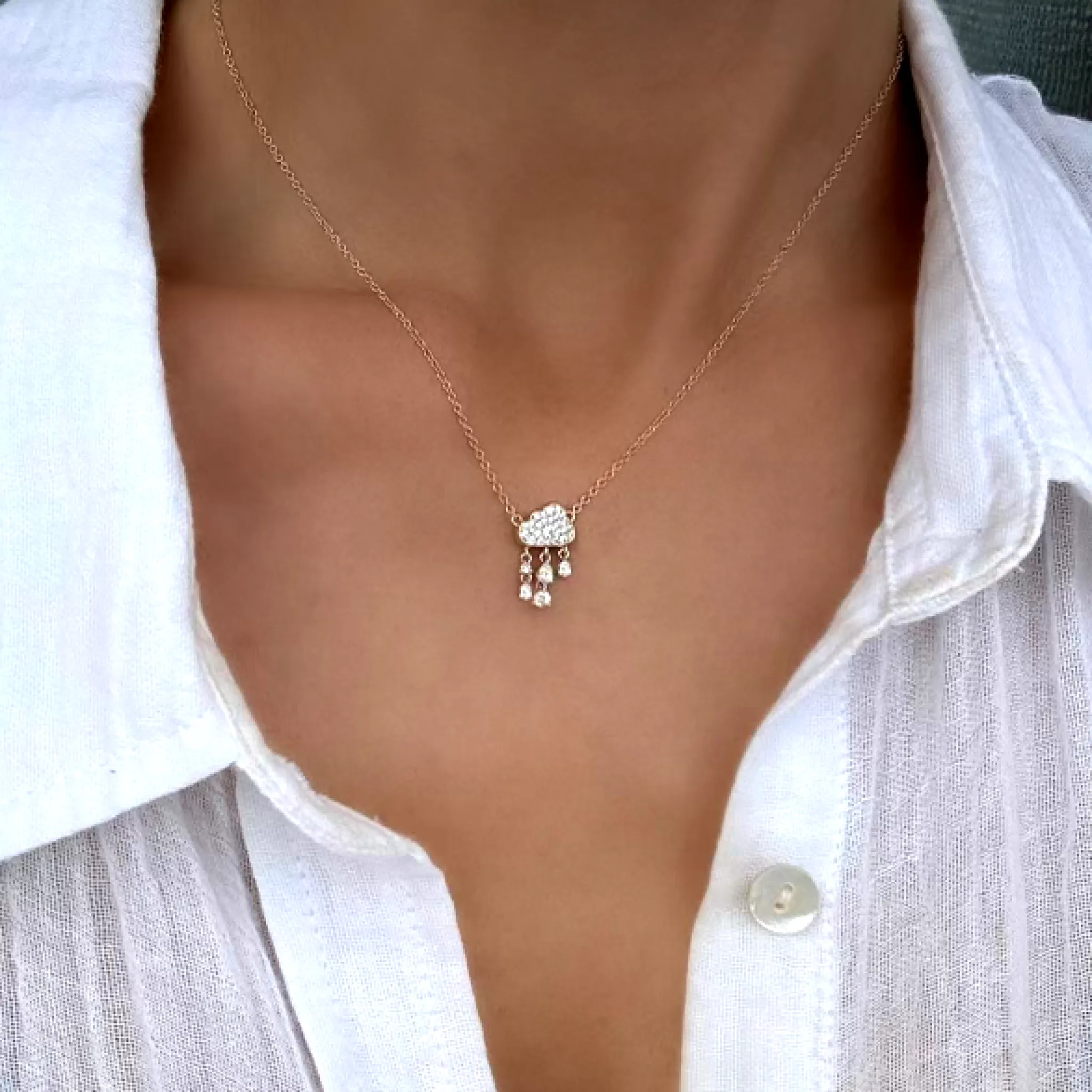 Pavé Diamond Rain Cloud Necklace