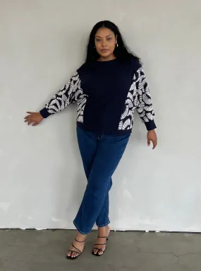 Plus Size Long Sleeve Patterned Sweater