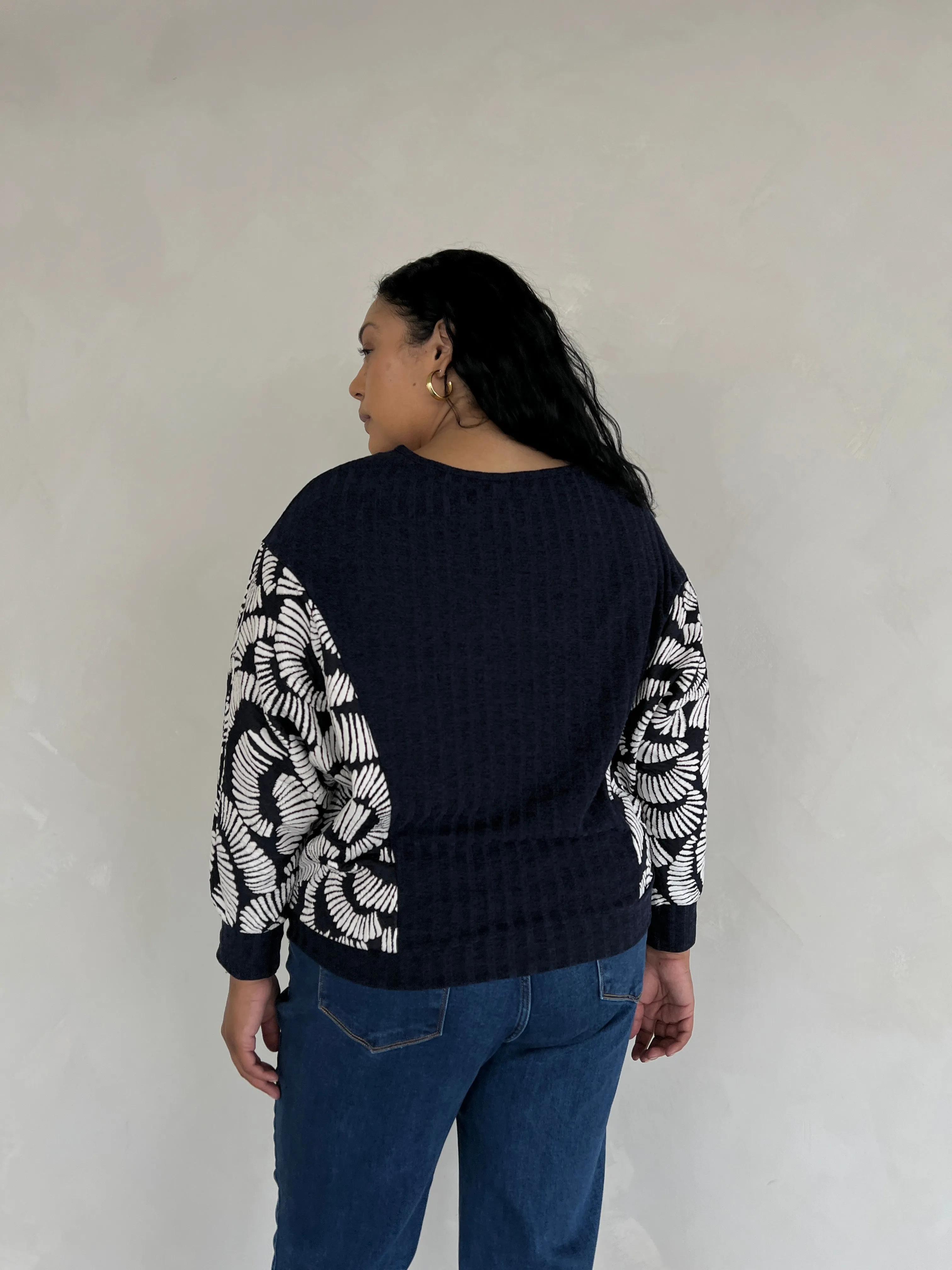 Plus Size Long Sleeve Patterned Sweater