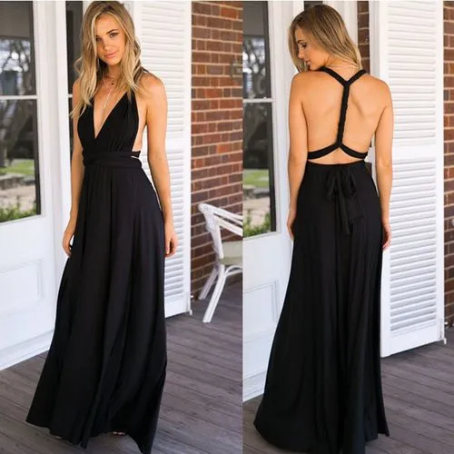 Popular Multi-wear Multi-rope Cross Backless Sexy Bandage Dress Long Dress