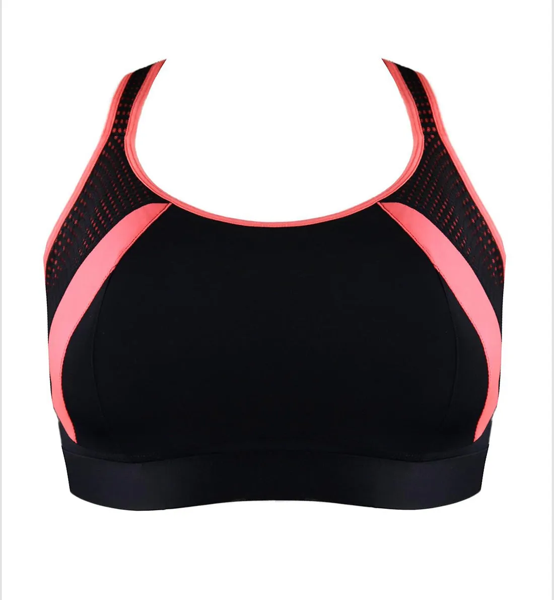 Pour Moi Energy Underwire Light Padded Cross Back Sports Bra (97005) - Black/Coral