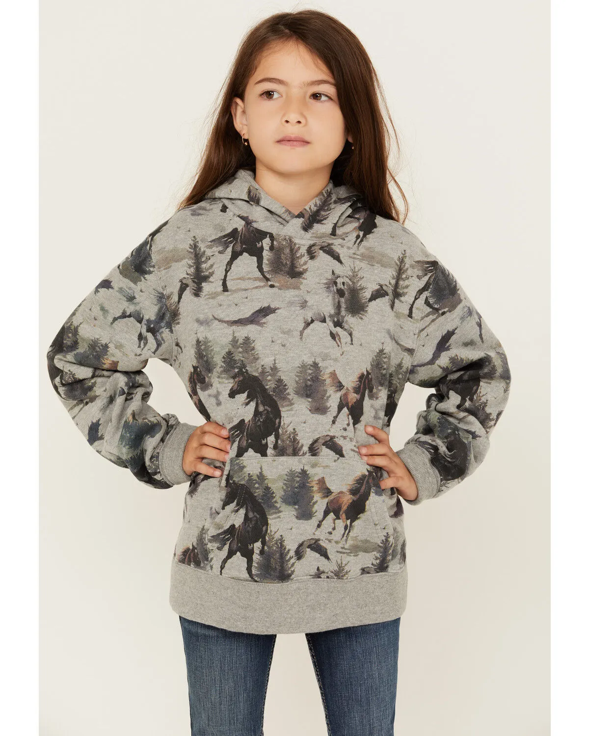 Product Name:  Ariat Girls' Horse Print Hoodie