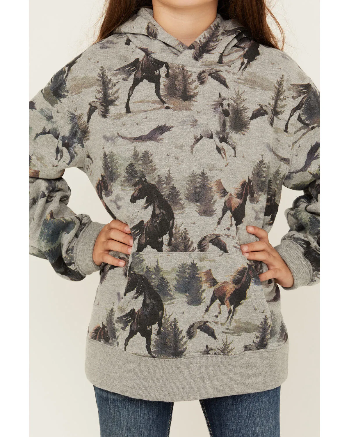 Product Name:  Ariat Girls' Horse Print Hoodie