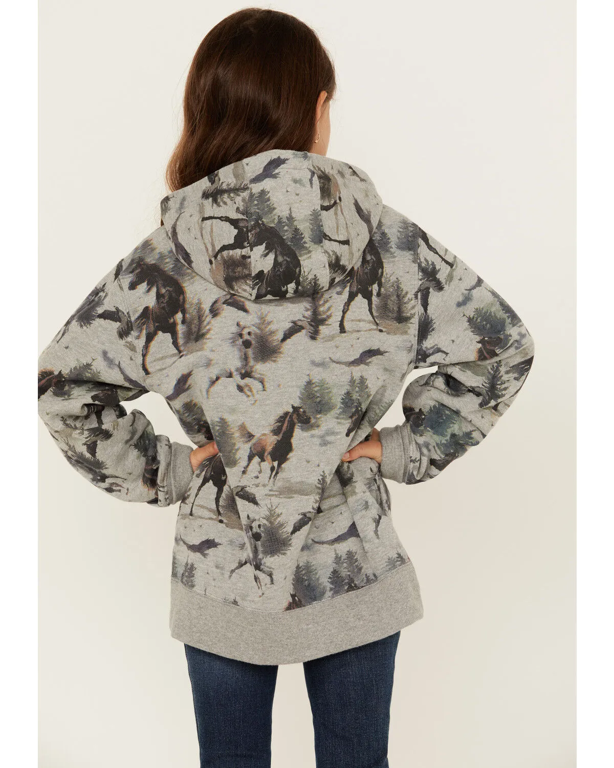 Product Name:  Ariat Girls' Horse Print Hoodie