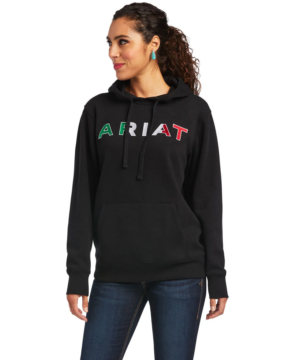 Product Name:  Ariat Women's Black R.E.A.L Mexico Embroidered Logo Pullover Hoodie - Plus