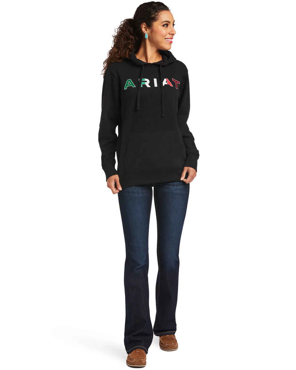 Product Name:  Ariat Women's Black R.E.A.L Mexico Embroidered Logo Pullover Hoodie - Plus