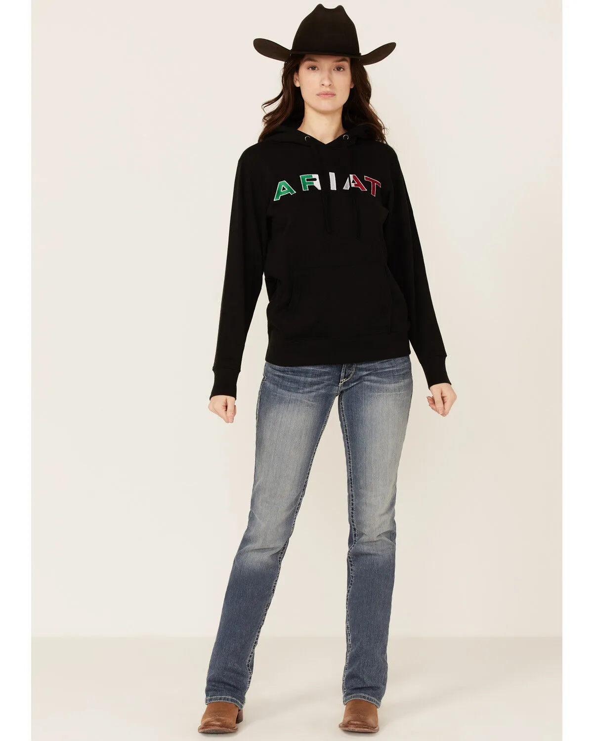 Product Name:  Ariat Women's Black R.E.A.L Mexico Embroidered Logo Pullover Hoodie