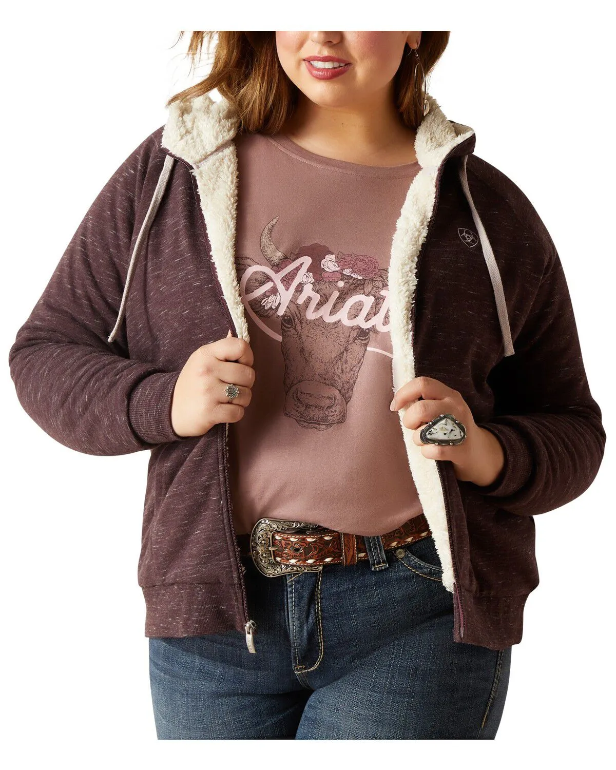 Product Name:  Ariat Women's R.E.A.L Sherpa-Lined Full Zip Hoodie - Plus