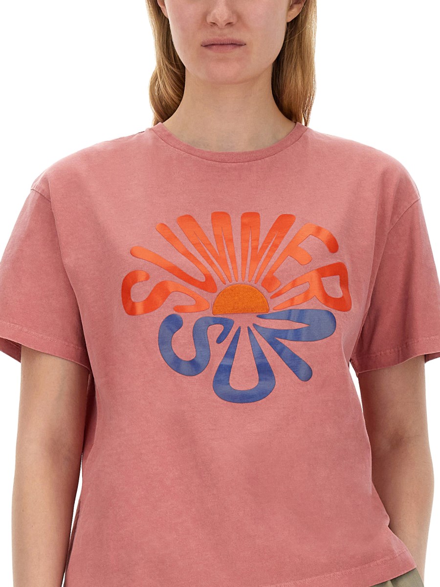 PS BY PAUL SMITH      T-SHIRT IN JERSEY DI COTONE CON STAMPA SUMMER SUN 