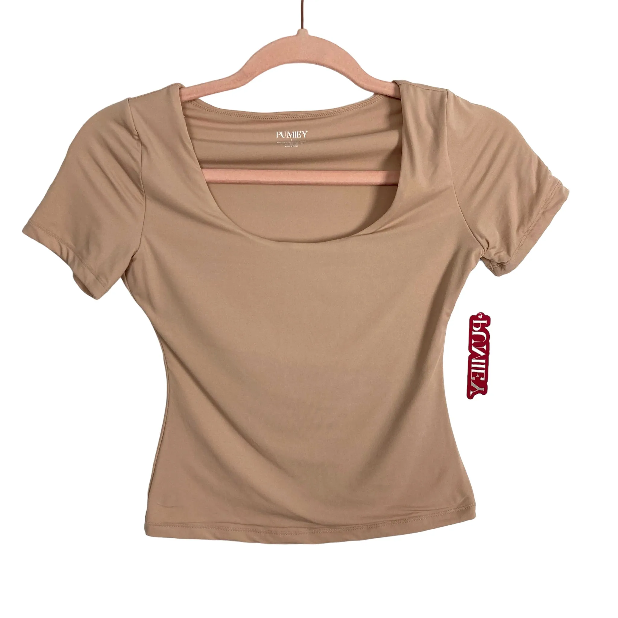 Pumiey Tan Scoop Neck Crop Top NWT- Size S