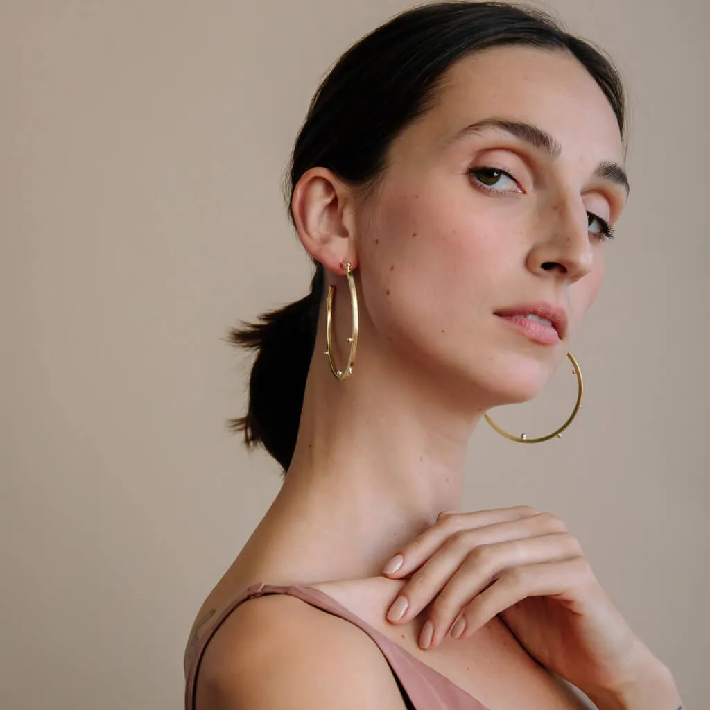 Rain Hoop Earrings - Brass