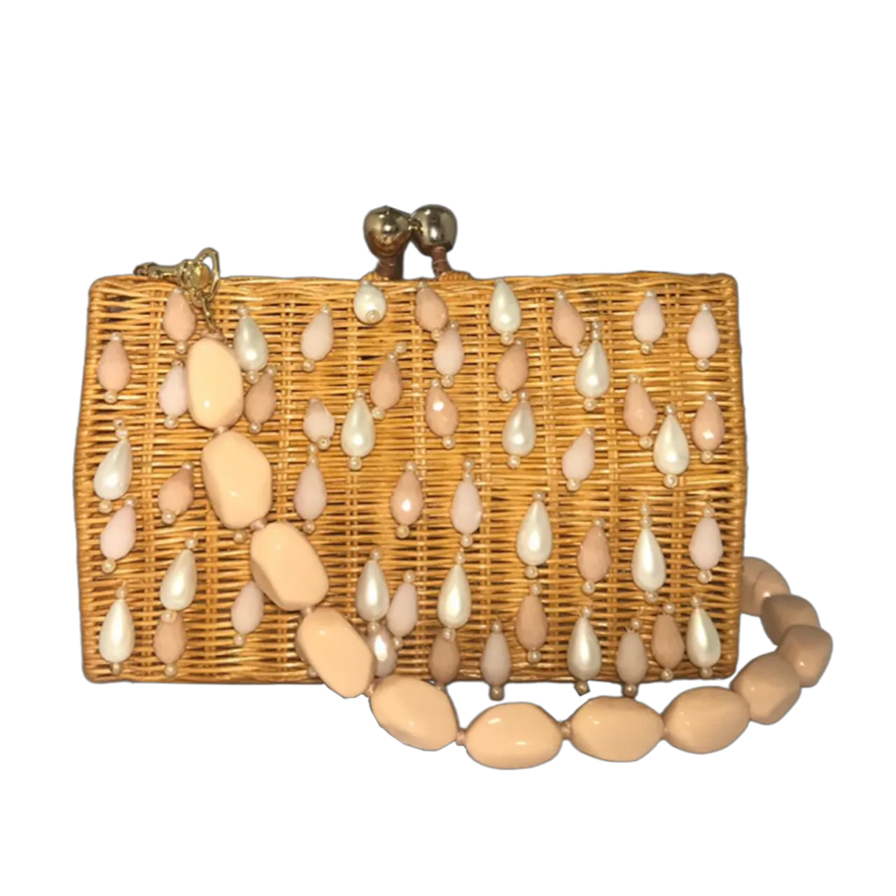 Serpui Corina Rain of Pearls Bag, Light Honey