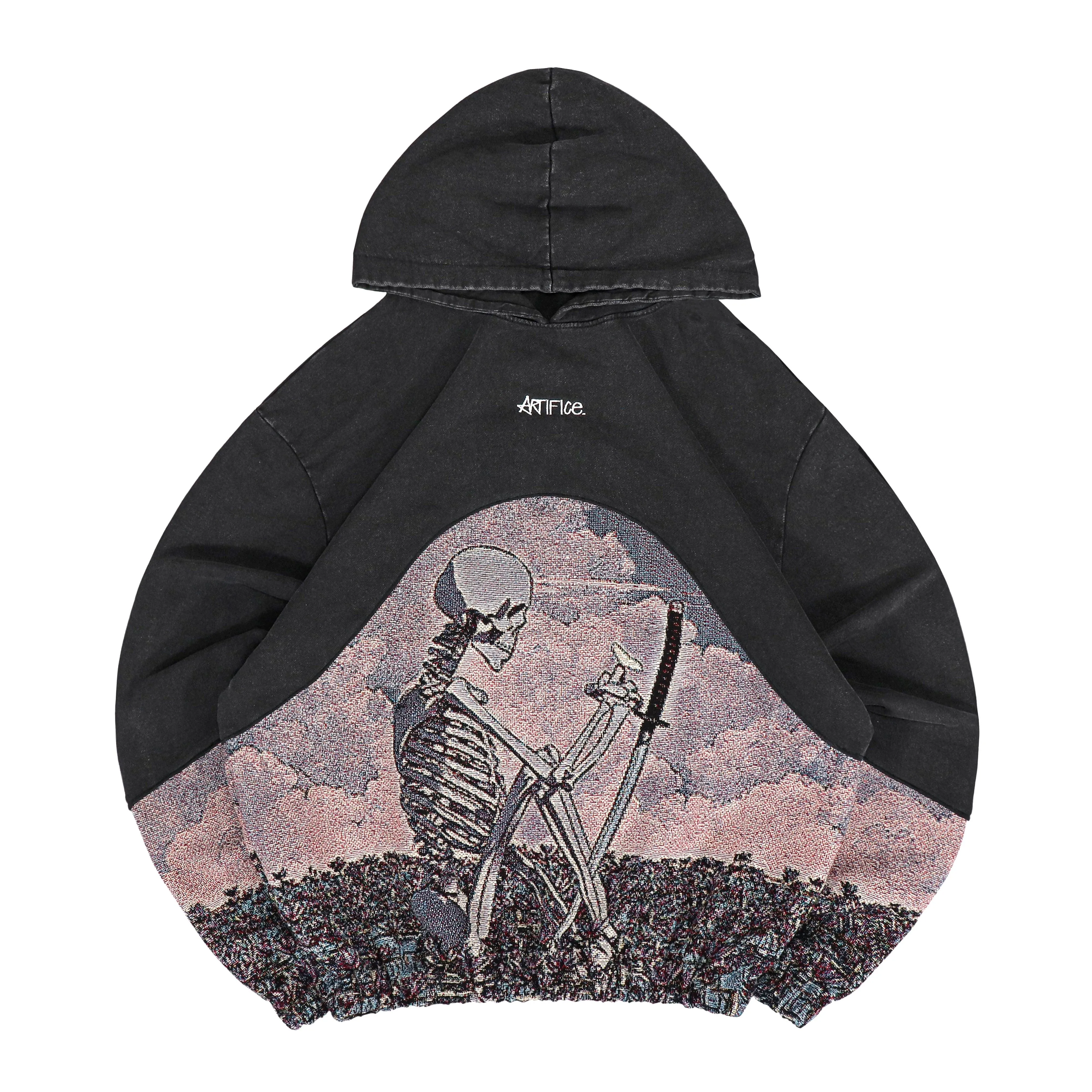 SKELETON IN PEACE FADED HOODIE 1 OF 1 (