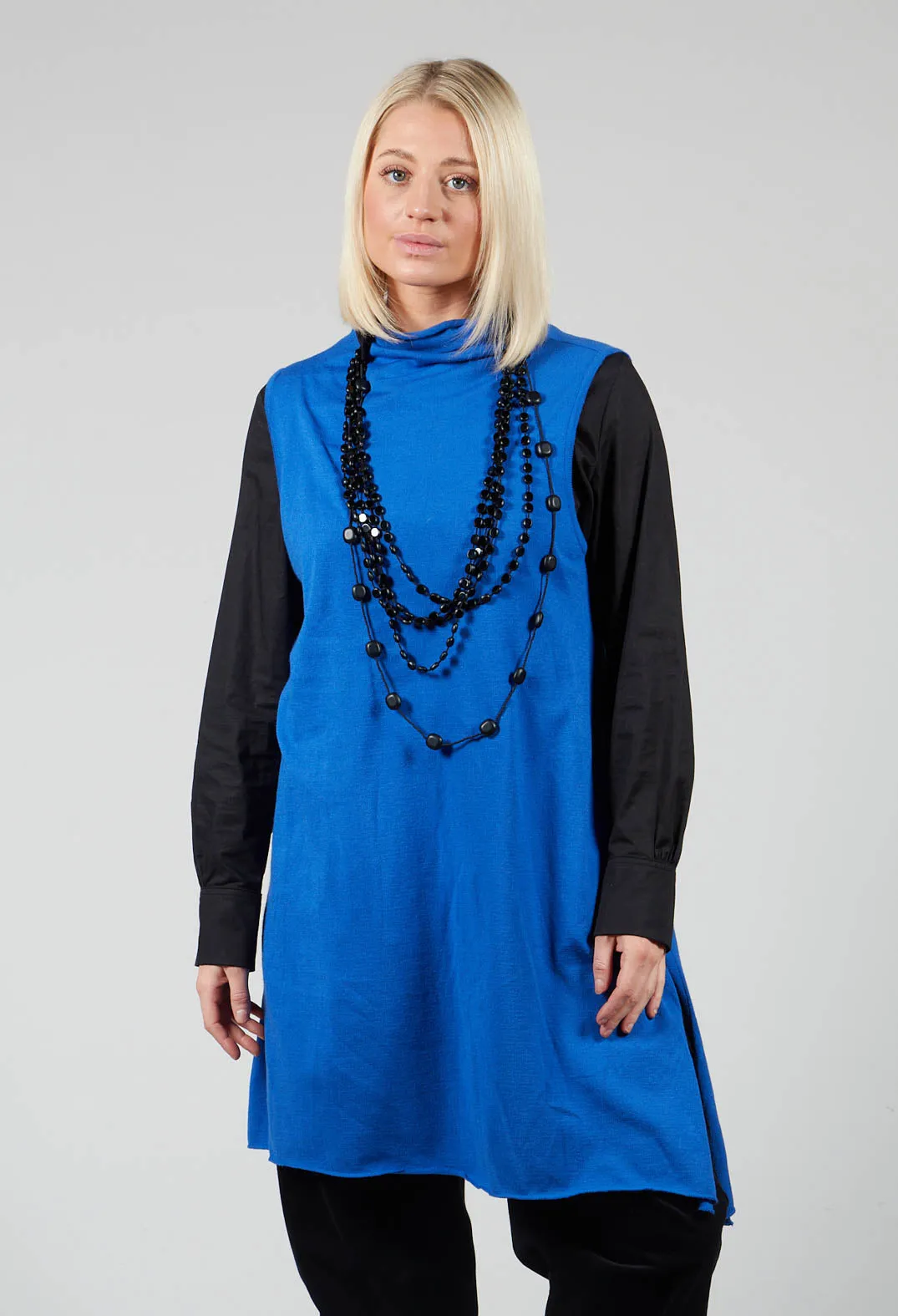 Sleeveless Top with Stand up Collar in Royal Blue