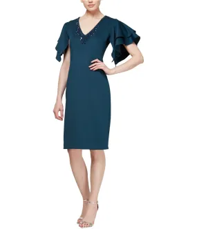 Slny Womens Flutter Sleeve Sheath Dress