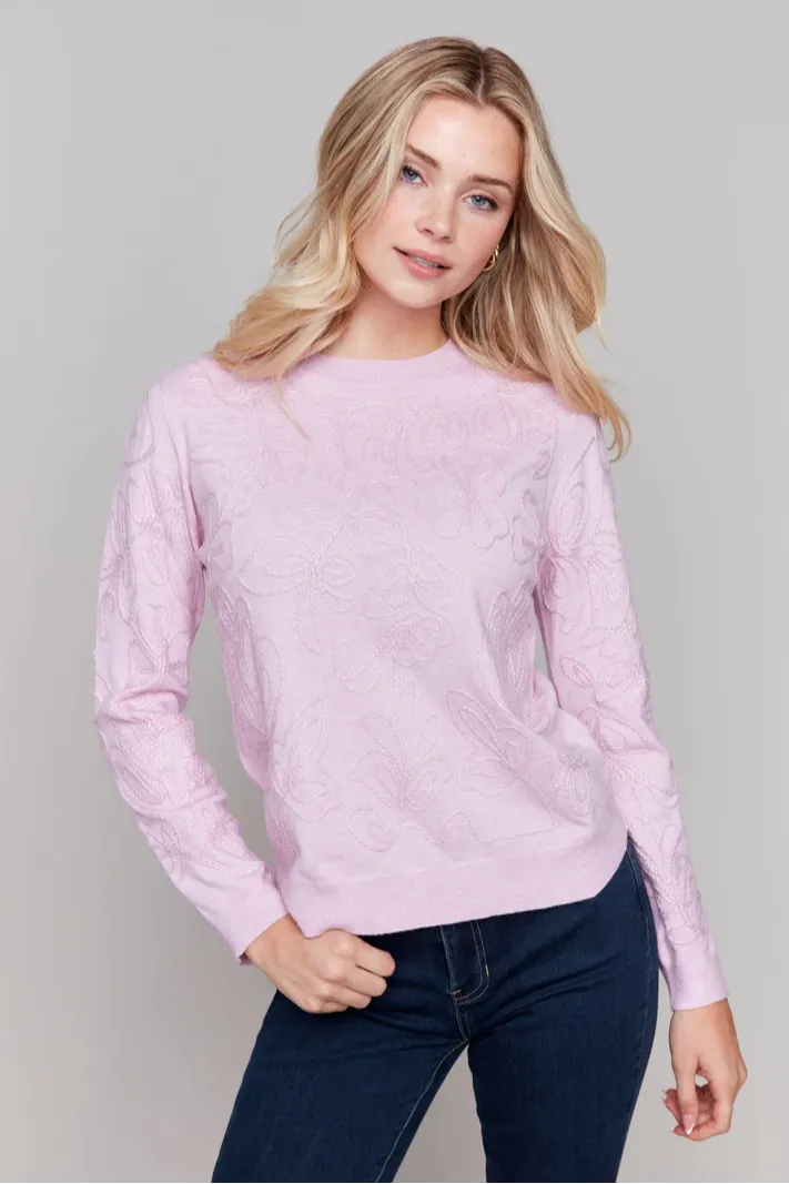 Soutache Embroidered Crew-Neck Sweater