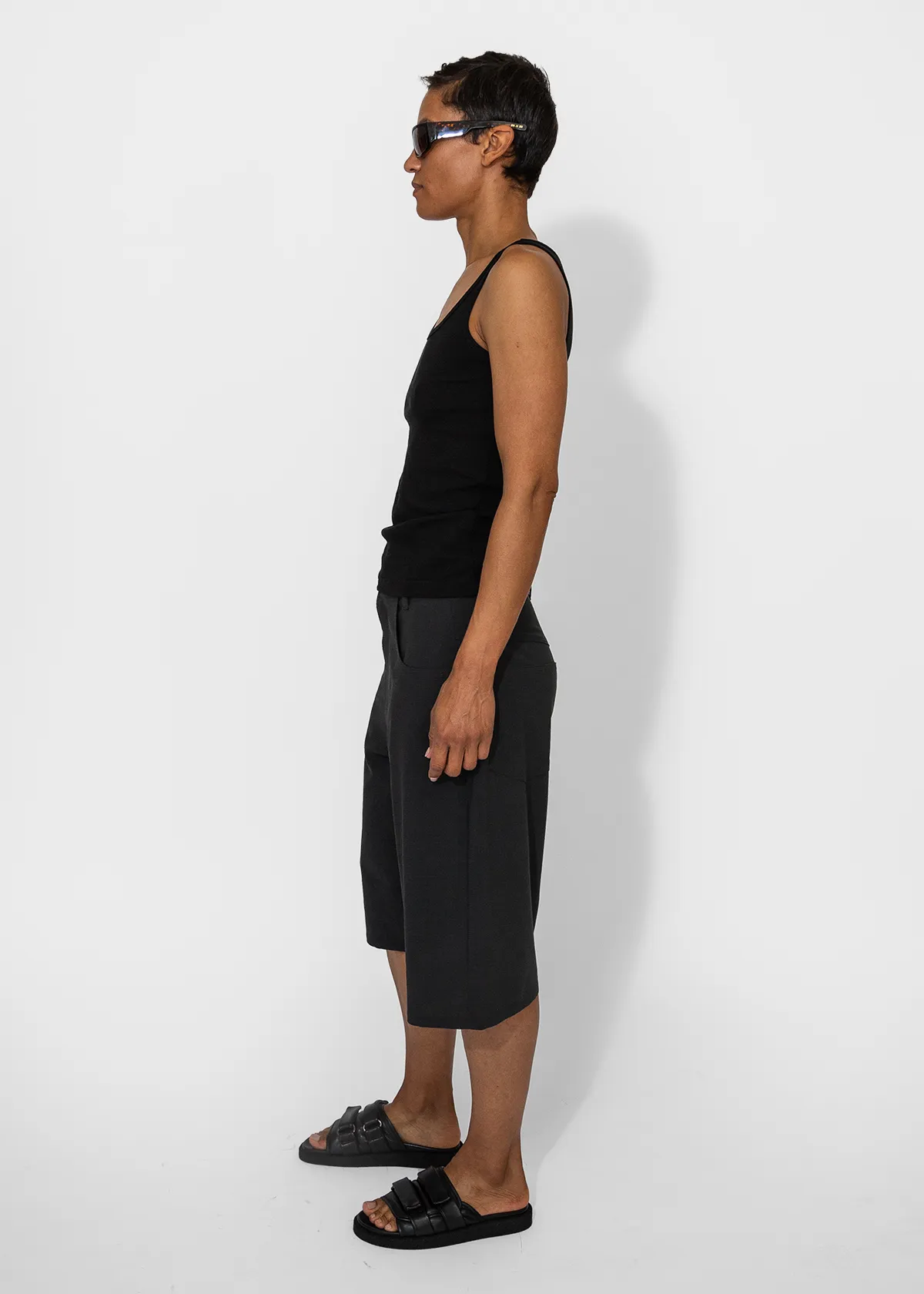 Square Neck Tank - Washed Black