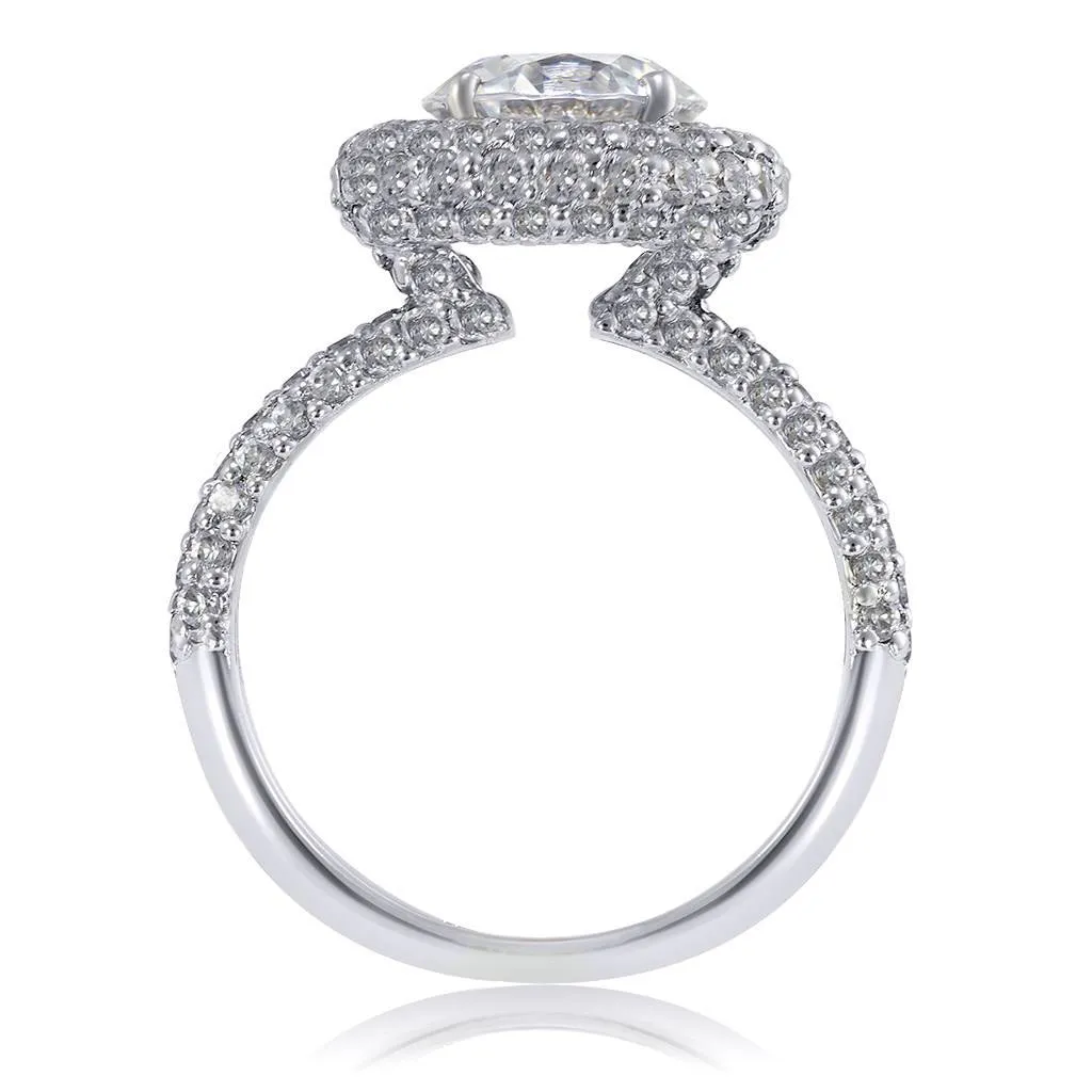 Stardust Diamond Halo Crescent Engagement Ring