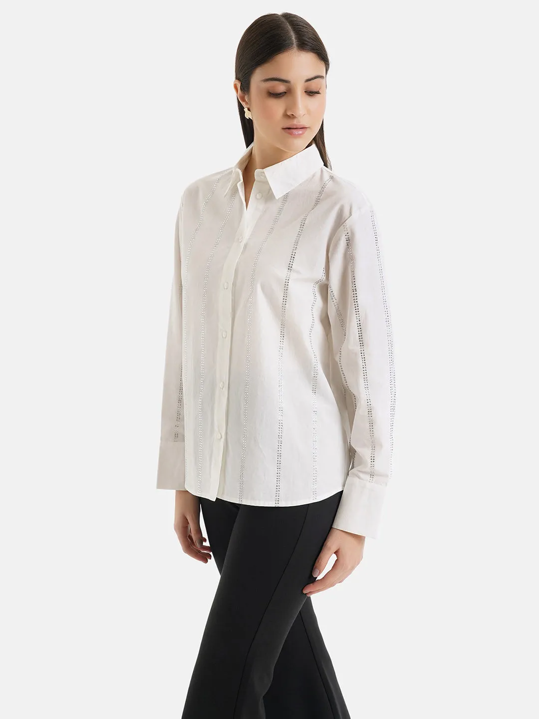 Stud Boxy Cotton Shirt