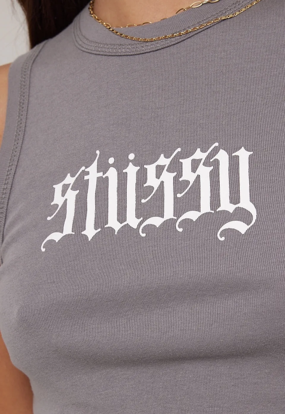 STUSSY  |Rib Street Style U-Neck Cotton High-Neck Logo