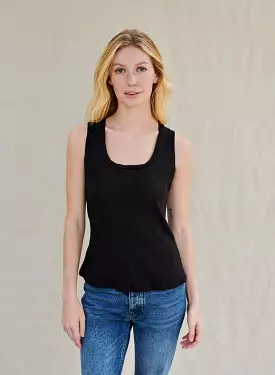 Supima Slub Square Neck Tank in Black