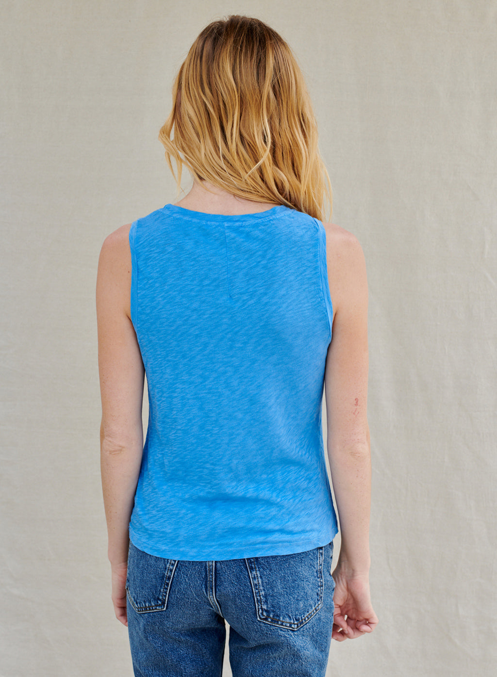 Supima Slub Square Neck Tank in Sail