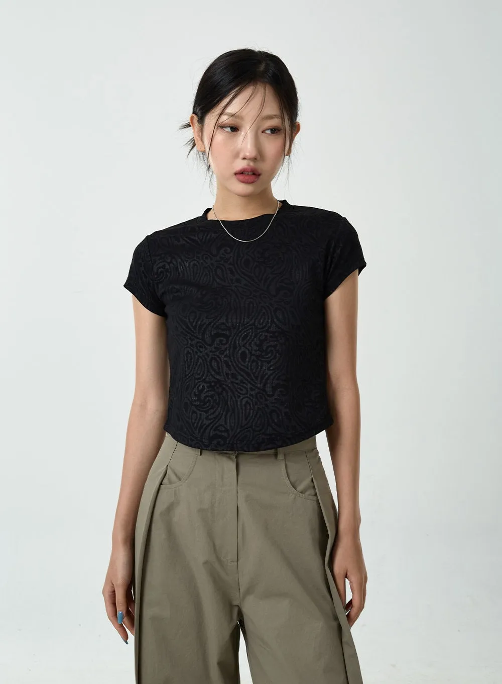 Textured Cropped T-Shirt CU14