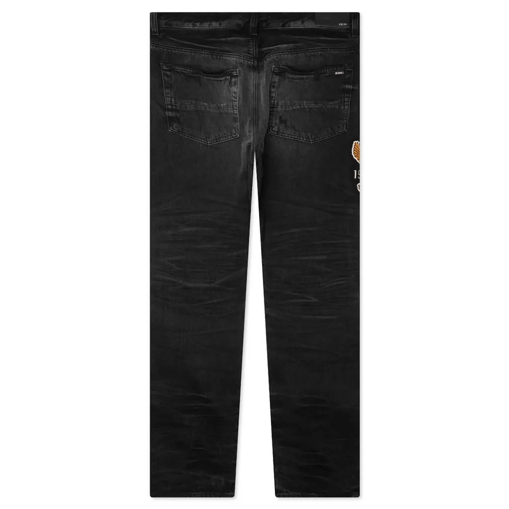 Varsity Eagle Logo Straight Jean - Faded Black