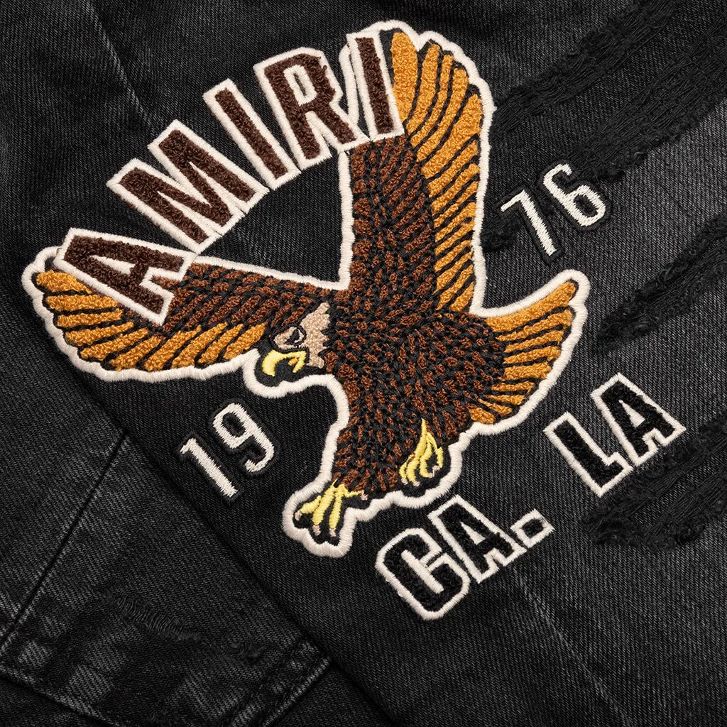 Varsity Eagle Logo Straight Jean - Faded Black