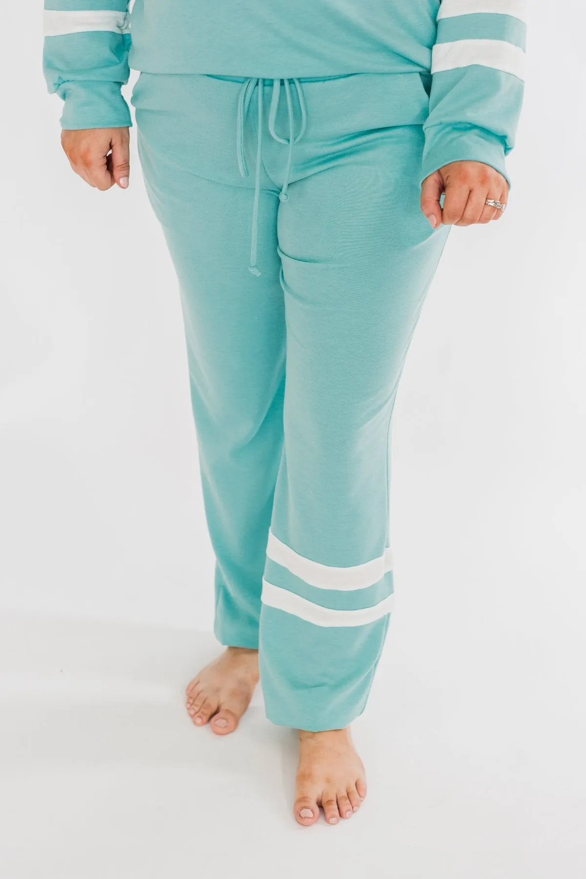 Varsity Stripe Lounge Joggers- Mint Blue