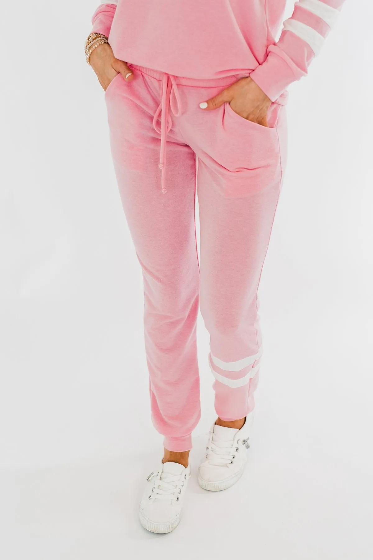 Varsity Stripe Lounge Joggers- Pink