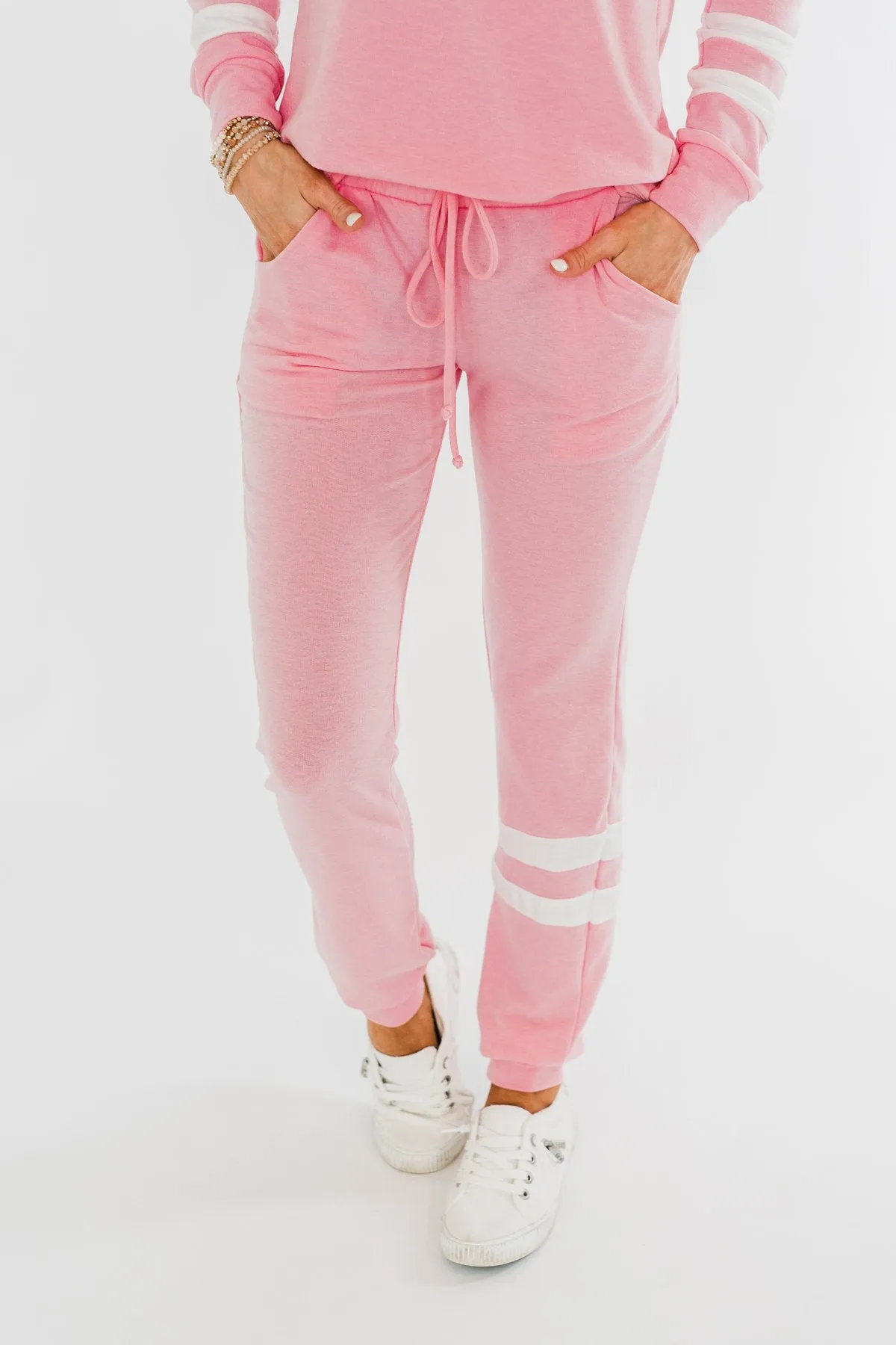 Varsity Stripe Lounge Joggers- Pink