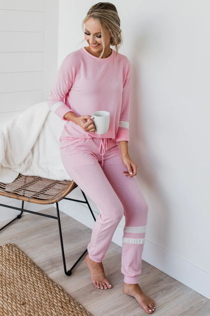 Varsity Stripe Lounge Joggers- Pink