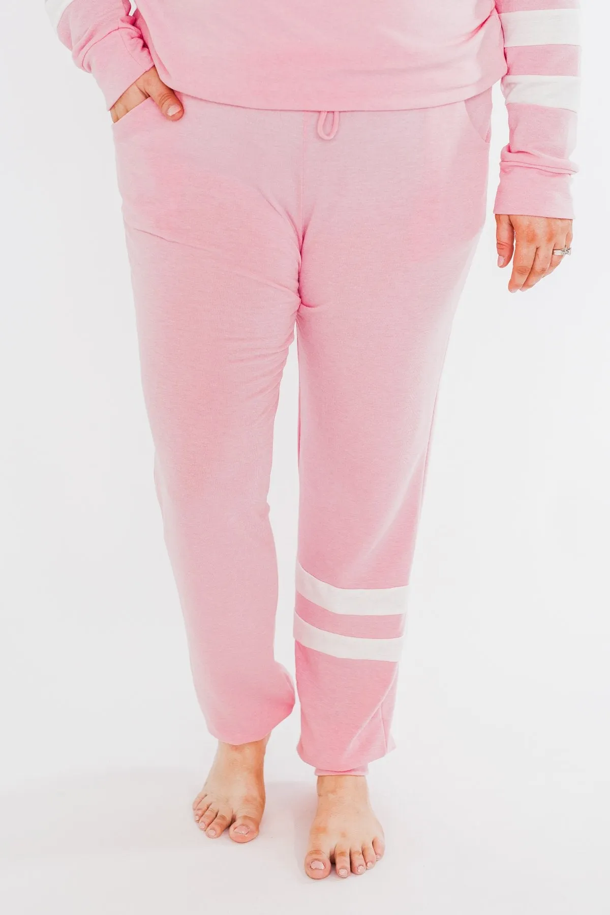 Varsity Stripe Lounge Joggers- Pink