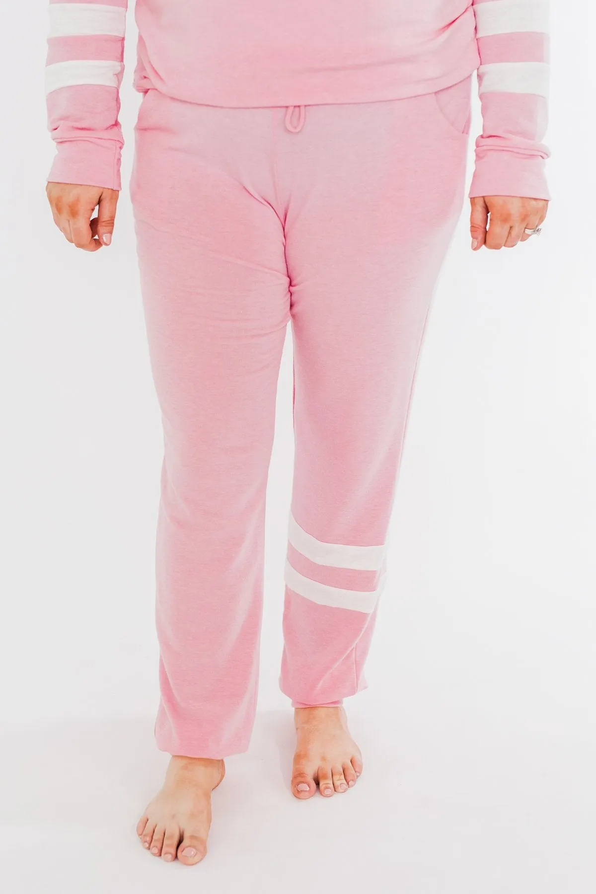 Varsity Stripe Lounge Joggers- Pink