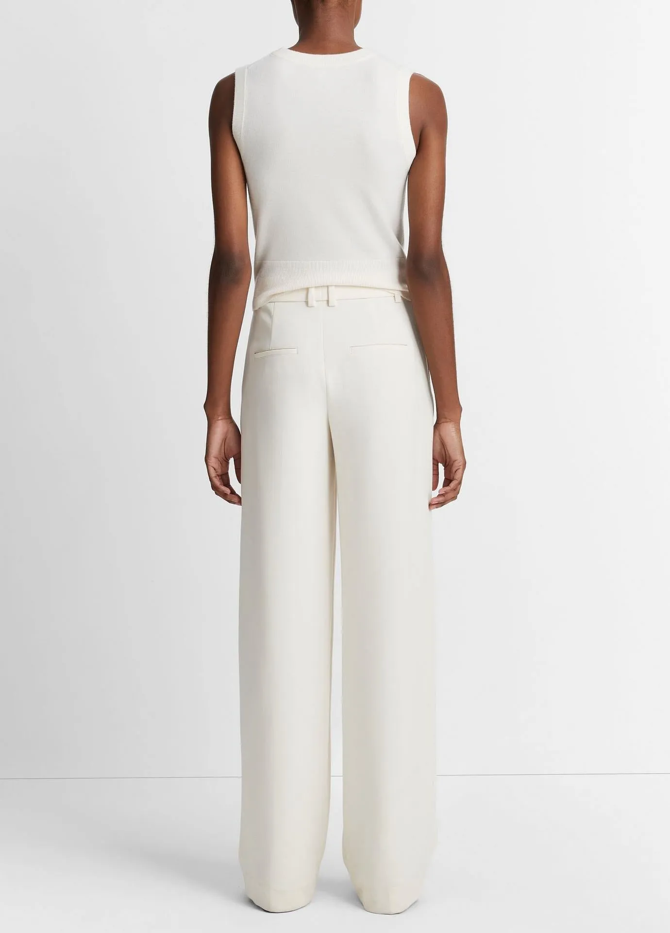 Vince Pintuck Wide-Leg Pant in Off-White