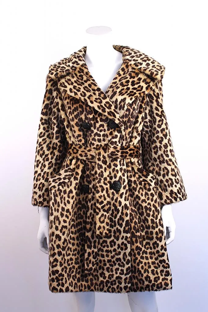 Vintage 60's SOMALI Faux Leopard Fur Coat