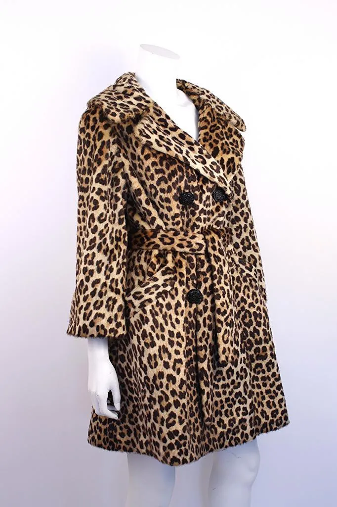 Vintage 60's SOMALI Faux Leopard Fur Coat